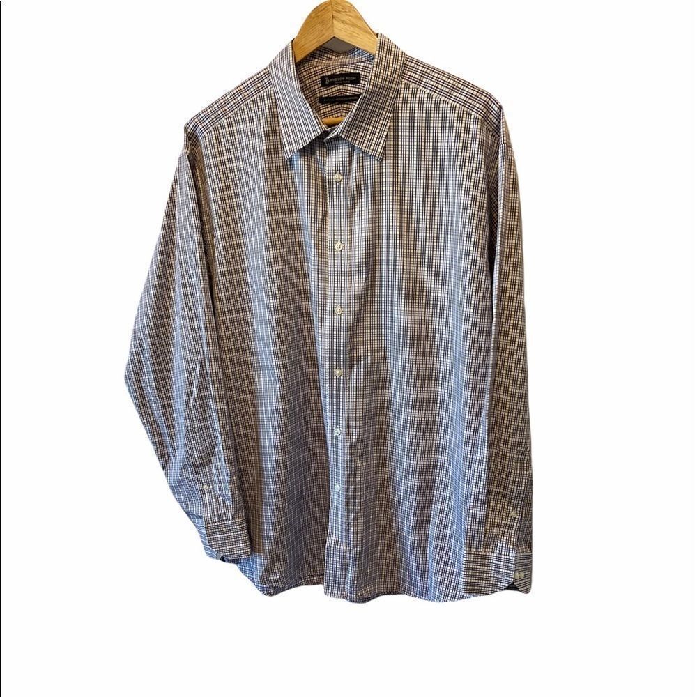 MENS HUDSON ROOM Purple Plaid EgyptianCotton Shirt